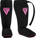 RDX Shin Guards Kickboxing Muay Thai, SATRA Approved, MMA Leg Instep Protection Pads, Sparring Training Martial Arts Boxing, Elasticated Padded Protector, Karate BJJ Taekwondo Gear, Men Women - color: Black Pink, size: Large
