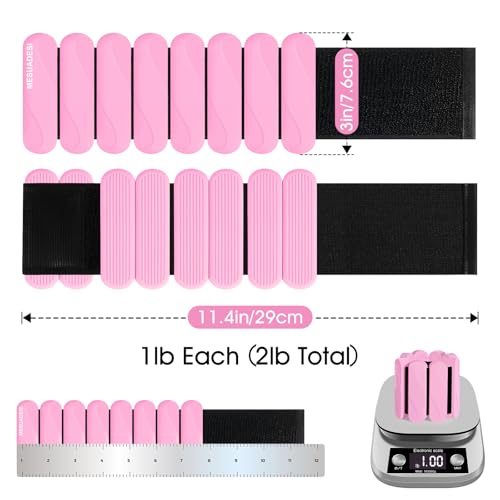 Wrist Weights – Ankle Wrist Weights for Women & Men – Adjustable Weighted Bangles Set (1 lb Each) | Arm and Leg Weights for Yoga, Pilates, Running & Walking - color: Pink