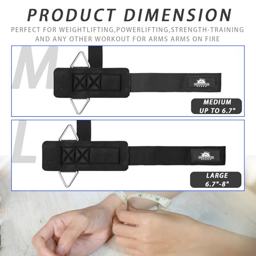 Wrist Cuffs Weight Lifting Straps – Heavy-Duty Cable Machine Attachments & Weightlifting Wrist Support for Lateral Raises, Pull Exercises & Strength Training - color: black, size: size L