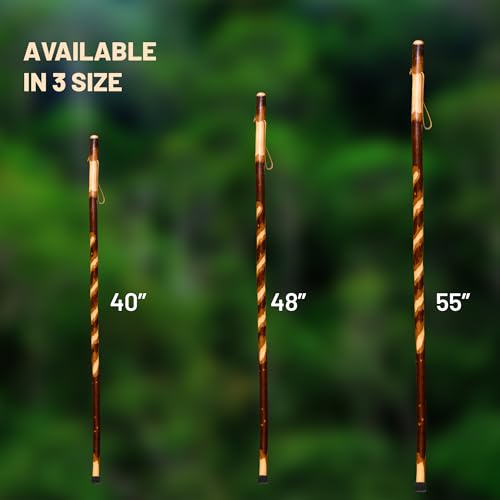 Handmade Wooden Walking Cane for Men Women Seniors with Genuine Leather Wrist Strap for Hiking, Walking and Outdoor Trekking - Made in USA - size: 48" - Medium Adult, style: Twistik