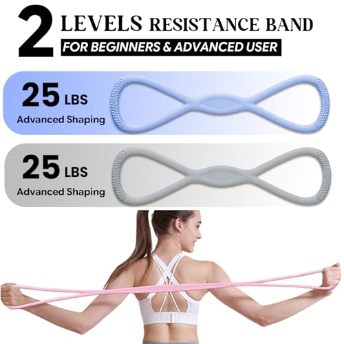 Figure 8 Resistance Band, Figure 8 Resistance Bands for Women Men,Resistance Band Figure for Working Out, Non-Slip Handles, Home Gym, Yoga & Physical Therapy - color: 25lb Blue + 25lb Gray