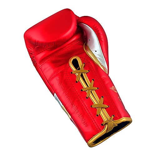 adidas Speed 500 Pro Boxing Gloves – Genuine Leather Training Gloves for Men & Women, Lace-Up Heavy Bag & Kickboxing Gloves - color: MET RED/GOLD/SILVER, size: 14 oz