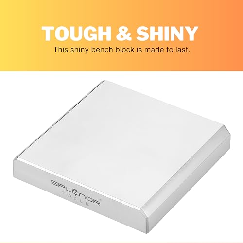 Splenor Tools Steel Bench Block - Flat Anvil Jewelers - Solid Metal Bench Block for Jewelry Repairing & Metal Stamping