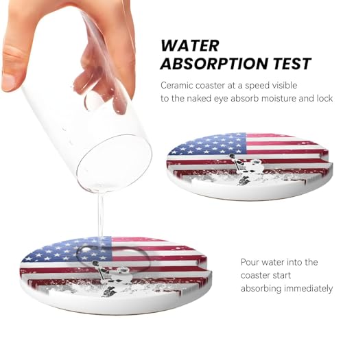 Lacrosse Car Coasters for Cup Holders, 2 Pack Absorbent Ceramic Drink Cup Coaster for Women Men, Auto Interior Accessories - color: T10