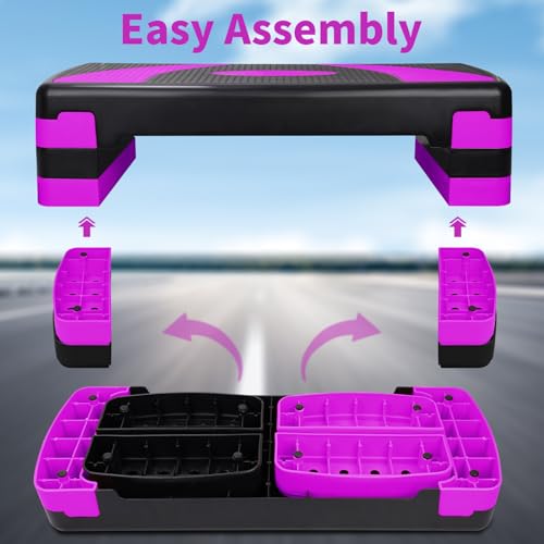 Exercise Workout Aerobic Step Platform Trainer, 31" Aerobic Stepper with 4"-6"-8" Adjustable Height Risers