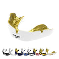 OPRO Instant Custom-Fit Mouthguard – Dentist Level Gum Shield Adult and Kids – OPRO Mouth Guard Boxing and MMA, Self-Fit Gum Shield Rugby – Maximum Protection with Dental Warranty (White/Gold) - color: White/Gold, size: Adult (10+)