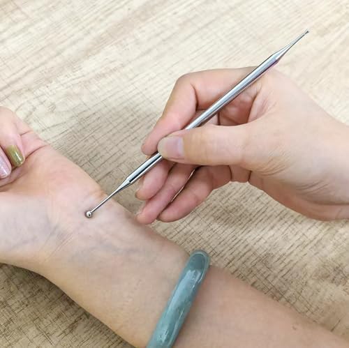 BYYDDIY 6.3inch Stainless Steel Dual Head Facial Reflexology Tools,Ear Massage Tool,Body Point Probe Pen &Trigger Point Massager Tool for Deep Tissue (6.3inch) - style: 6.3 inch