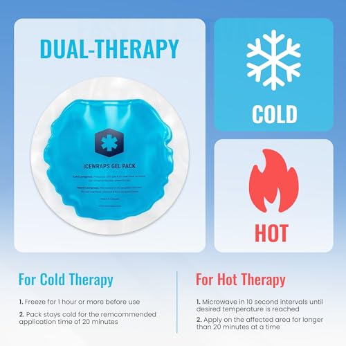ICEWRAPS 4 inches Round Reusable Ice Packs with Cloth Backing, 5-Pack Blue | Easy to Use Hot and Cold Gel Pack, Flexible Cold Packs, Leak-Resistant, Sensitive Skin Safe, Made in Canada, FSA-HSA Eligible - style: Blue- with Cloth Backing