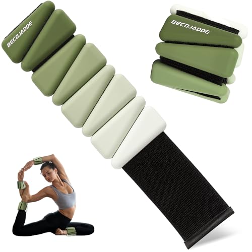 BECOJADDE Ankle Weights for Women Wrist Weights Set of 2 (1 lb/2 lb Each) Adjustable Arm Leg Weight for Womens Men Suitable for Walking Swimming Running Pilates Yoga Gym - color: Gradient Green, size: 2lb Pair (1lb Each)
