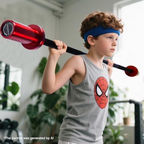 Kids Barbell 5LB Mini Barbell Bar 4ft for Beginner Women & Kids Weighted Bar, Compatible with 2-Inch Weight Plates, for Strength Training Gym Weight Lifting - color: Black&Red