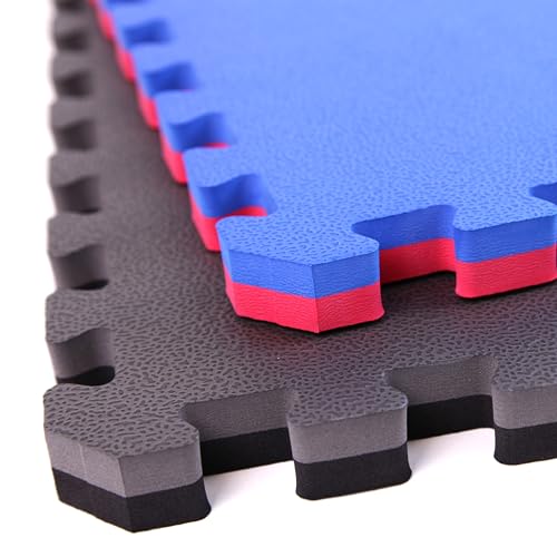 FlooringInc's 1" Thick Foam Tiles, 3'x3' or 2'x2' Reversable Interlocking Tiles, Ideal Yoga Mat, Gymnastics Mat, Workout Mat for MMA and Jiu Jitsu Training - color: Black/Gray, size: 4 - 2'x2' Tiles (16 Sq Ft)
