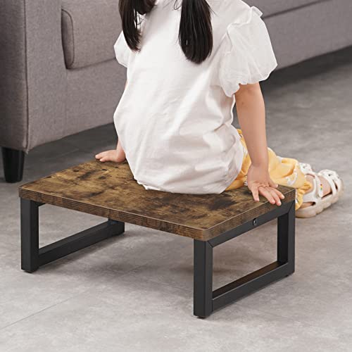 Snughome Wooden Step Stools for Kids, Solid Wooden Bedside Step Stool Adults Hold Up to 350 lb, One Step Foot Stool for Kitchen, Bedroom, Living Room, Bathroom - Self-Assembly(Rustic Brown) - color: Rustic Brown
