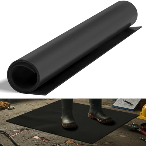 1 Pcs Electrical Rubber Mat 1000v Insulated, 20" x 20" High Voltage Electrical Safety Rubber Mat Non Slip Dielectric Floor Mats for Electrician Workshop Control Panel, Black - color: Black, size: 20" X 20" X 0.06"