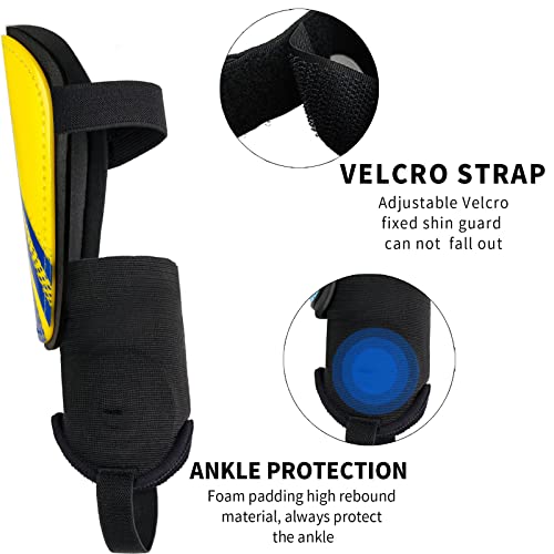 newox Soccer Shin Guards Kids Youth - Shin Pads Protection Boys Shin Guards Soccer Youth - Soccer Shin Guards for Kids 3-15 Years Old Girls Boys - color: Yellow+Blue, size: X-Small