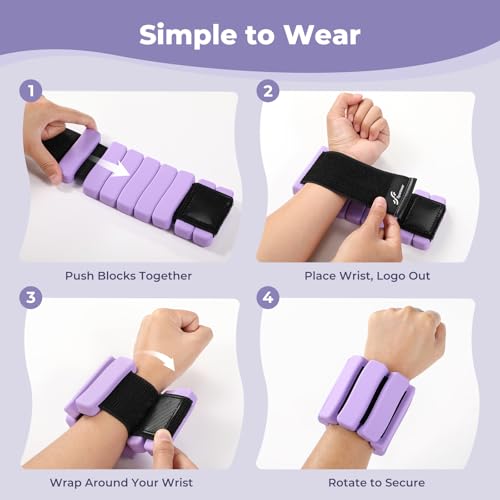 Sportneer Wrist & Ankle Weights for Women & Men Set of 2 (1LB/2LB Each) - Soft Silicone Arm & Leg Weights for Pilates, Yoga, Walking, Barre, Home Workout, Water Aerobics - color: Aura Lavender, size: 4 Lb Pair (2 Lb Each)