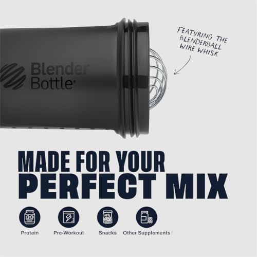 BlenderBottle Shaker Bottle with Pill Organizer and Storage for Protein Powder, Classic V2 ProStak System, 22-Ounce, Midnight Black - color: Midnight Black