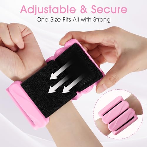 Wrist Weights – Ankle Wrist Weights for Women & Men – Adjustable Weighted Bangles Set (1 lb Each) | Arm and Leg Weights for Yoga, Pilates, Running & Walking - color: Pink