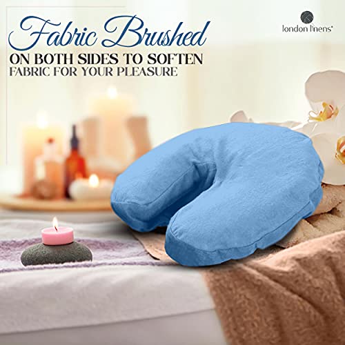 LONDON LINENS Pack of 10, Premium Extra Thick 100% Cotton Flannel Massage Tables Face Cradle Covers Cozies Fitted - Includes 10 pcs (Baby Blue) - color: Baby Blue, size: 10