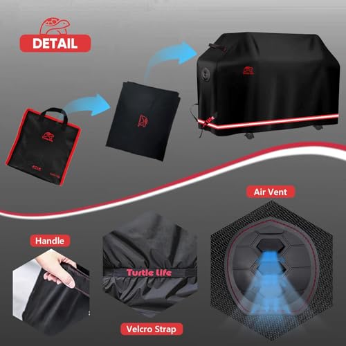 Turtle Life BBQ Grill Cover, 76-83 Inch Adjustable Heavy Duty Waterproof 6 or More Burner Barbecue Gas Grill Covers for Weber Summit Series Royal Gourmet MG Series, Black - color: Black, size: EVO-76&83in