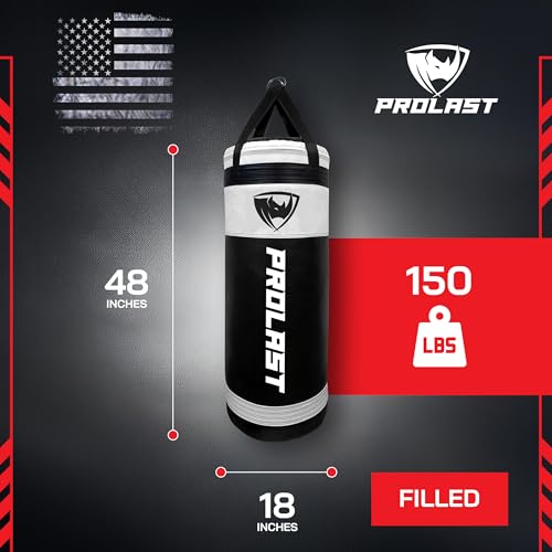 4Ft XL 135Lb Heavy Punching Kicking Bag for Adults, Boxing, MMA, Martial Arts, Muay Thai, Strength Training Equipment, Special Edition Rhino Logo - color: White / Black, style: Filled