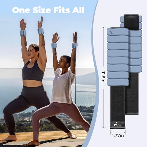 Sportneer Wrist & Ankle Weights for Women & Men Set of 2 (1LB/2LB Each) - Soft Silicone Arm & Leg Weights for Pilates, Yoga, Walking, Barre, Home Workout, Water Aerobics - color: Misty Blue, size: 2 Lb Pair (1 Lb Each)