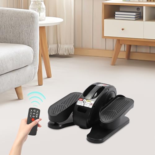 Under Desk Elliptical Machine,50W Electric Elliptical Leg Exerciser with 5 Adjustable & Remote Control, Portable Quiet Elliptical Exercise Machine 55.1 lbs Capacity for Homes, Gyms, Hospitals - color: Black
