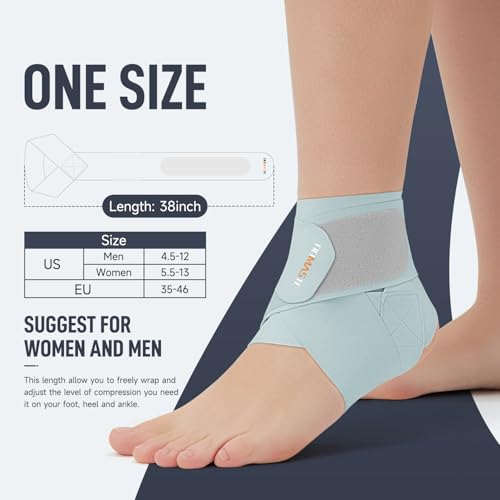 Ultra Thin Ankle Wraps Ankle Brace for Men ＆ Women, Adjustable Ankle Straps for Arch, Sprained Foot, Tendinitis, Football, Basketball, Running（Azure, 2 Pack） - color: Azure, size: 2 Pack