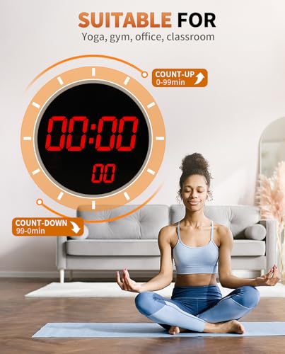 12" Large Digital Wall Mount Clock, Count Down Timer, Alarm, Big LED, 12 RGB Color, Temperature for Living Room Classroom Desk, Xmas, Birthday Gift for Senior Mom Dad (Round) - style: Black shell - Basic