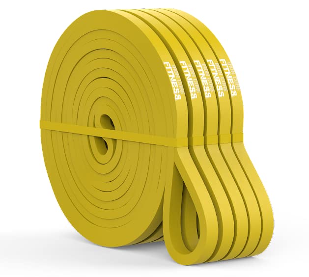 Iron Core Fitness Gym Quality Long Resistance Bands Multi Pack of 5- Loved by Fitness Pros for Group Workouts in Gyms, Boxes, Studios and Bootcamps. Perfect for Pull Ups, Strength Training, Mobility - color: #1 Yellow, X-Light