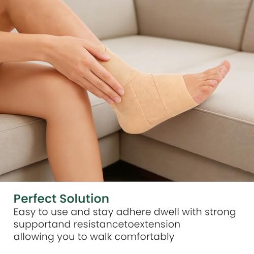 Welnove Sport Kinesiology Ankle Tape for Sprained Ankle: Precut Athletic Tape for Ankle - Ankle Wrap Tape Sports K Tape for Ankle Support (Beige, 4-Pack) - size: 4 Count (Pack of 1)