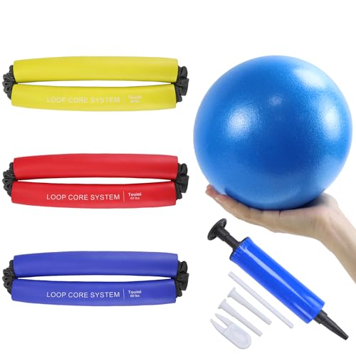 Hip and Core Resistance Loop Bands for Glute Workouts and Stretching | Resistance loop system designed for hip, core, and glute stretching, fitness, and workout routines - color: 3pcs Set and 1 mini Yoga Ball