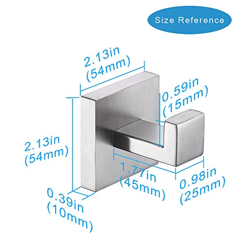 TASTOS Bath Towel Hooks Brushed Nickel, 4 Pack Stainless Steel Robe Coat and Clothes Hook, Heavy Duty Wall Hook for Bathroom & Kitchen, Modern Square Style Wall Mounted - color: Brushed Nickel, size: Square (4 Pack)