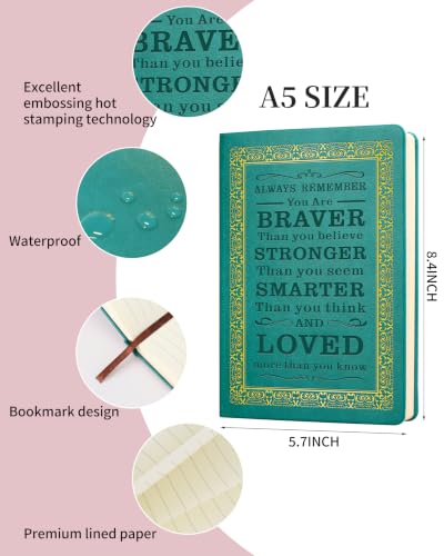 JOHSBYD Journal for Women - A5 Lined Hardcover Notebook and Diary for Teen Girls, 200 Pages 100GSM Bleedproof Paper, Inspirational Back to School College Supplies (Green) - color: Green