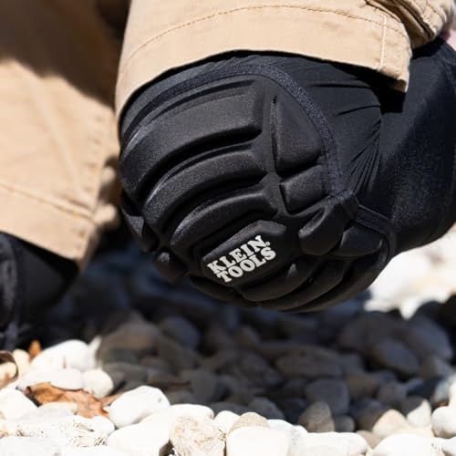 Klein Tools 60592 Knee Pads, Lightweight Padded Knee Sleeves, Breathable Mesh Back, Elastic Cuff with Slip-Resistant Silicone, Black, L/XL - size: L/XL