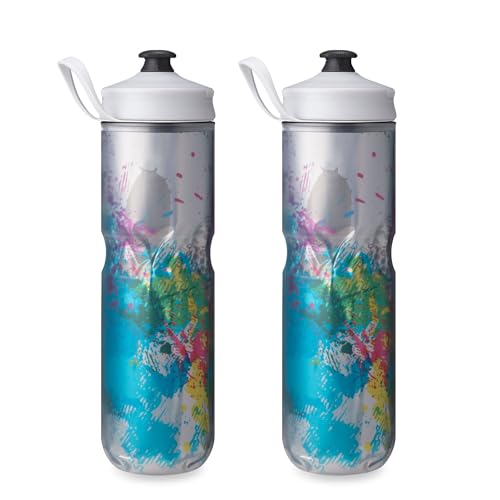 HydraPak | Polar Bottle - Polar Sport Insulated Water Bottle 2-Pack - BPA-Free, Sport & Bike Squeeze Bottle with Handle (Splash Multi, 700ml / 24oz) - color: Splash Multi, style: 24oz/700ml (2-Pack)
