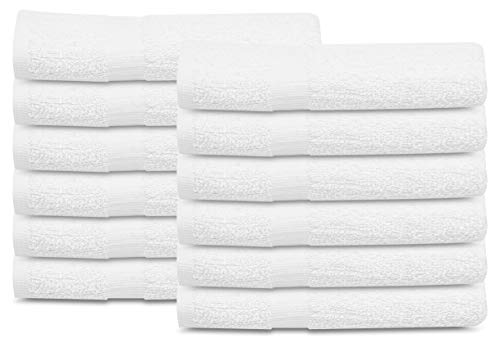 GOLD TEXTILES 24 PCS New White 20X40 Cotton Blend Economy Bath Towels Soft & Quick Dry Salon Hair Towel-Gym Towel (2 Dozen) - size: 24 Pack Economy Grade
