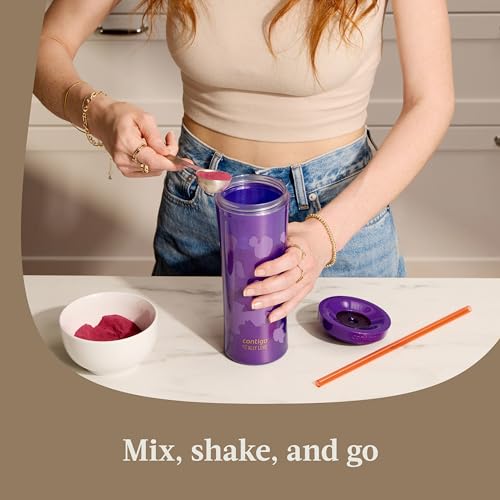 Contigo x Ally Love Shake & Go Tumbler, Autoclose Lid, Leak Proof, 20oz, Violet - color: Violet