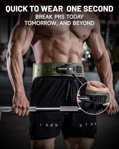 MANUEKLEAR Tapered Lever Weight Lifting Belt, 10MM Quick Locking Lever Belt Weightlifting Men, Lifting Belt Lever for Powerlifting & Deadlifts - color: Olive Green, size: L (34-40inches)