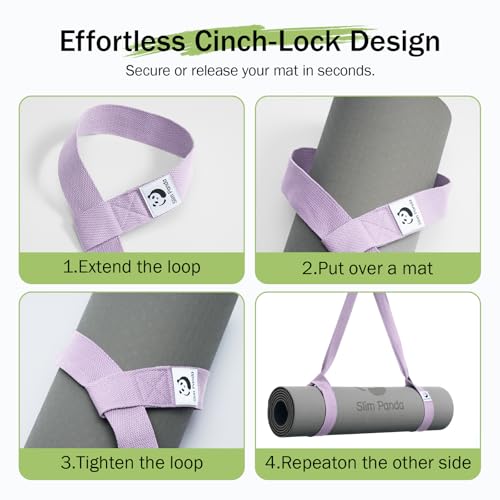 Slim Panda Yoga Mat Straps for Carrying, Adjustable Yoga Mat Carrier Sling Fits All Mats(Mat Not Included) - color: Light Gray, size: 72 inches