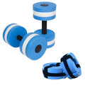 Sports Water Weights for Pool Exercise Water Aerobics Equipment Combo Set Aquatic Exercise Dumbbells High Density Aqua Pool Fitness - color: Blue, style: Dumbbells+Water Ankle Weights