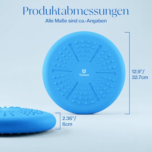 Tumaz Wobble Cushion - Wiggle Seat to Improve Sitting Posture & Stay Focused for Sensory Kids, Balance Disc to Core Strength & Flexible Seating [Extra Thick Balance Board, Pump Included Wobble Board] | Extra Thick | Supports Active Sitting | For Sensory K
