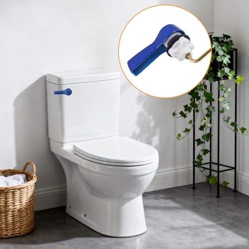 Hibbent Universal Metal Front Mount Toilet Handle Replacement Kit, Blue | Toilet Bowl Flush Handle with Solid Brass Toilet Flush Tank Lever, Stainless Steel Flapper Chains for Most Toilet Tanks - color: Blue, style: Upgraded Front Mount