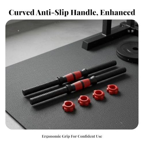 DYNWAVE 2X Dumbbell Handle Dumbellsweights Set Sturdy with 4 Collars Barbell Bar for Workout Strength Training Fitness Gym Attachment - color: 55cm