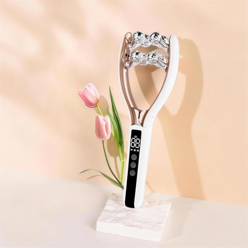 Facial Massager with 3D Roller,Lymphatic Drainage Tool for Face,Arm,Leg and Neck massage - Lymphatic Contour Face Brush Lift & Double Chin Reducer (White) - color: White