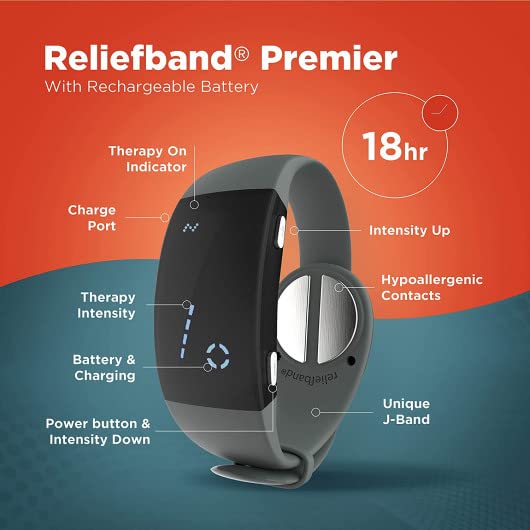Reliefband Premier Anti-Nausea Wristband for Motion Sickness, Morning Sickness, Travel & Vomiting Relief - Motion Sickness Wristband FDA Cleared Drug-Free, Fast-Acting, Nausea Relief Band (Charcoal) - color: Charcoal
