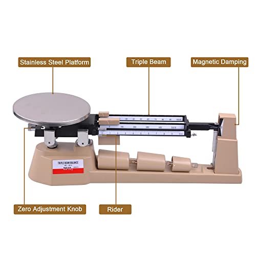 ZeHuoGe Triple Beam Mechanical Balance Scale 2610Gx0.1g Lab Analytical Weight Zero Adjustment Knob Built-in Magnetic Dampening Laboratories Classrooms