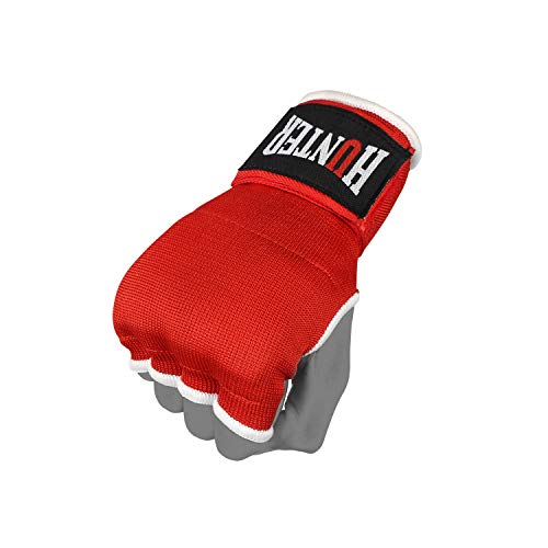 HUNTER Gel Boxing Hand Wraps for Men & Women, Quick Inner Gloves with Wrist Support for MMA, Muay Thai, Kickboxing & Martial Arts Training, Knuckle Protection (Pair) - color: Red, size: Large-X-Large