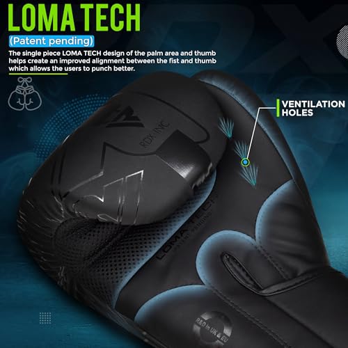 RDX Kids Boxing Gloves Sparring and Muay Thai Maya Hide Leather, Kara Patent Pending Junior Training Mitt for Kickboxing, Punching Bag, Focus Pads, MMA, Thai Pad, Double End Ball Punching Gloves - color: BLACK, size: 8OZ