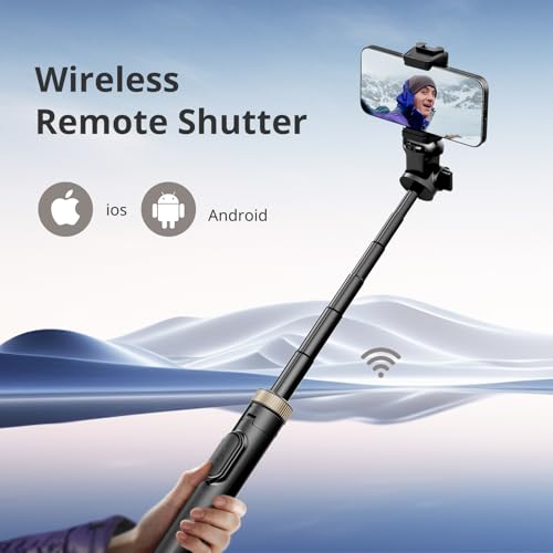 Sensyne 72" Extendable Tripod for iPhone & Selfie Stick with Detachable Phone Holder & Wireless Remote, Compatible with All Cell Phones, Black - color: Black