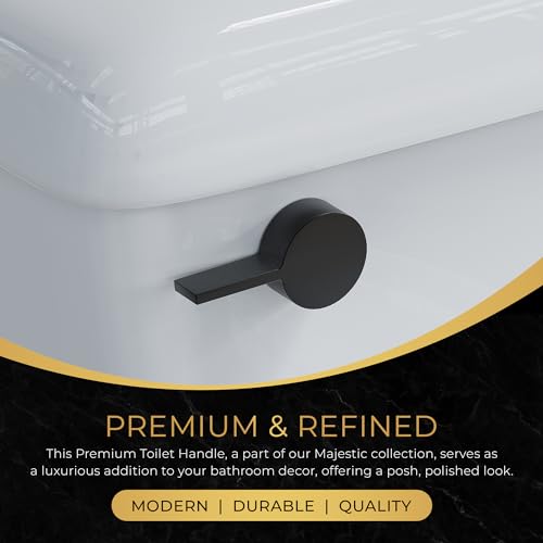 RAVINE Premium Modern Luxury Universal Toilet Handle Replacement, Majestic Collection. Toilet Lever Replacement, Easy Install (Black, Front Mount) - color: Black